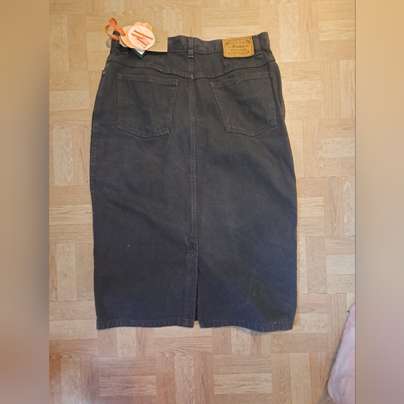 RALPH LAUREN - Brown Denim Vintage Skirt - Size Large - Made in USA 1980's - Picture 4 of 11